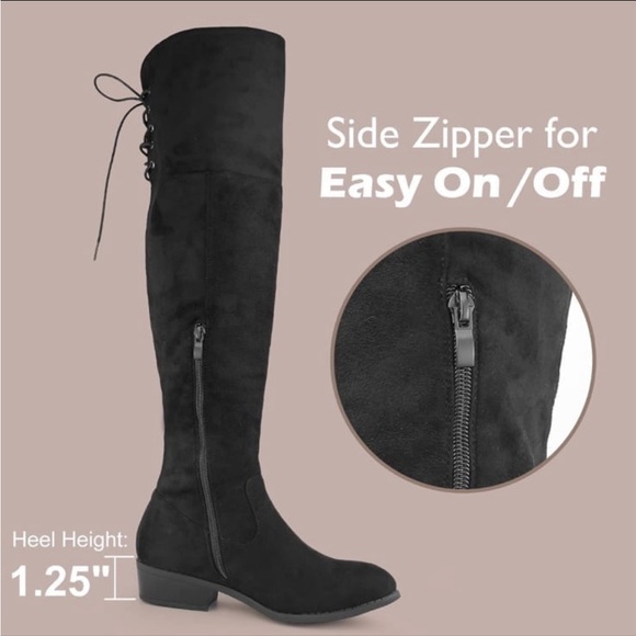 Hawkwell Women’s Over-the-Knee Flat Heel Thigh High Boots - Picture 2 of 3